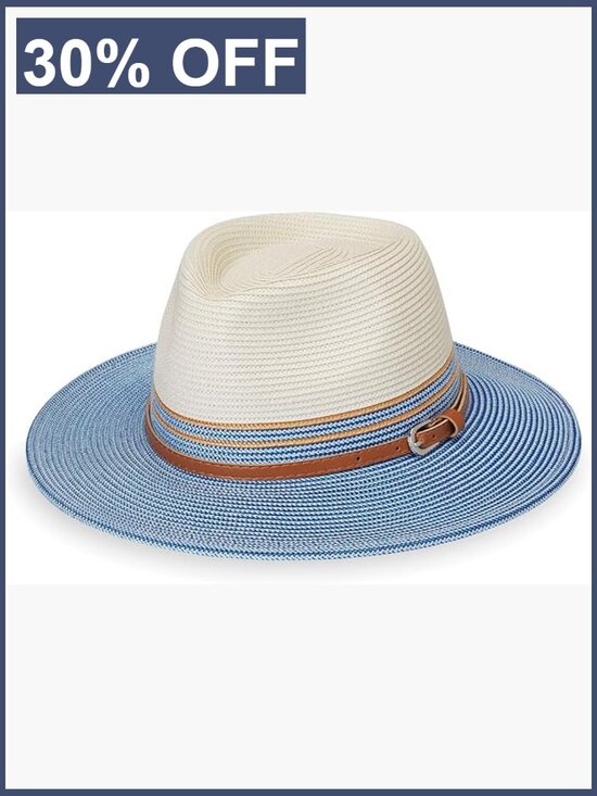 UPF 50+ Packable Wide Brim Fedora Sun Hat with Drawstring
